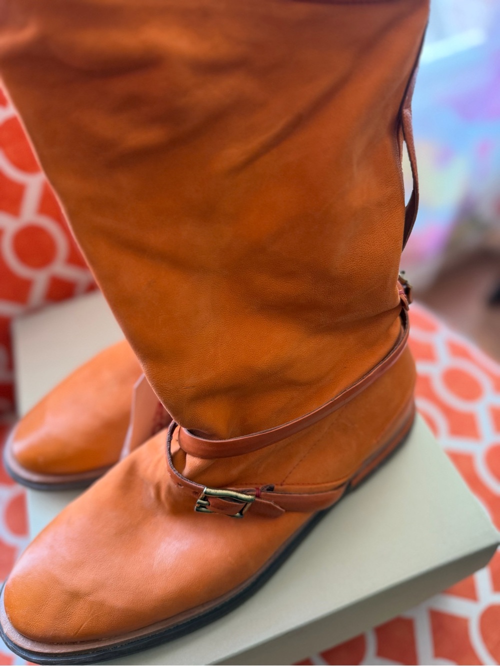 A.S.98 Women’s Summer Orange Leather Slip-on Boots